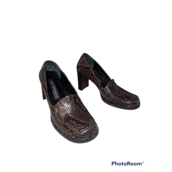 VIA Spiga Italian block-heel loafers in snakeskin print size 7 - Picture 1 of 7